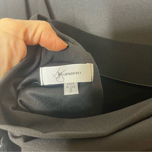 Jay X Jay Godfrey Womens Black Cocktail Budden Mini Dress Feather Sleeve New - Picture 12 of 14